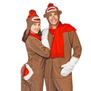 Sock Monkey Adult Footed Pajama Costume – Pajama City Size 6 SM